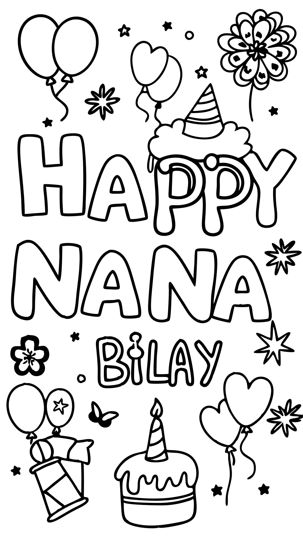 happy birthday coloring pages for nana